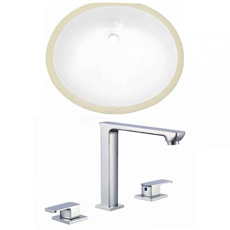 19.5 W Oval Undermount Sink Set In White, Chrome Hardware